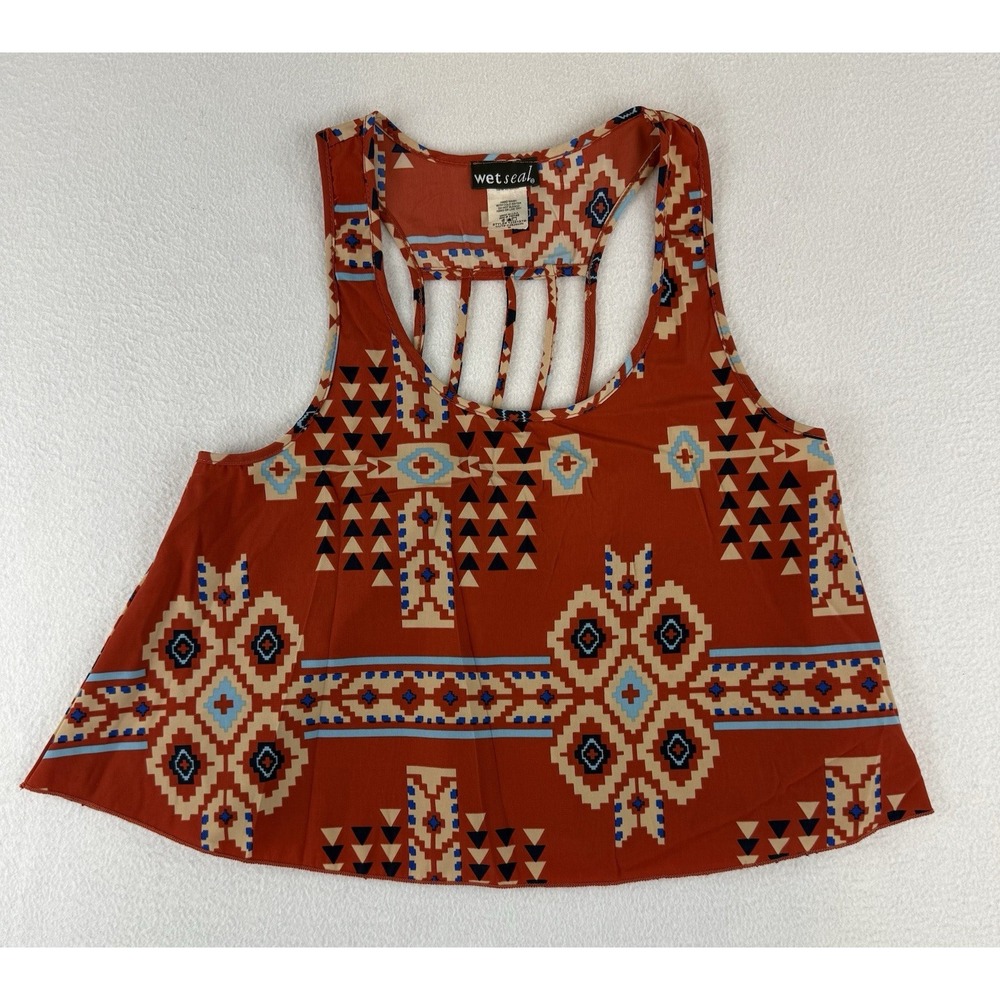 Vintage Y2K Wet Seal Top Womens Small Abstract Geometric Aztec USA Boho Festival